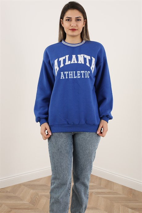 Atlanta Nakışlı Sweatshirt Saks Mavi