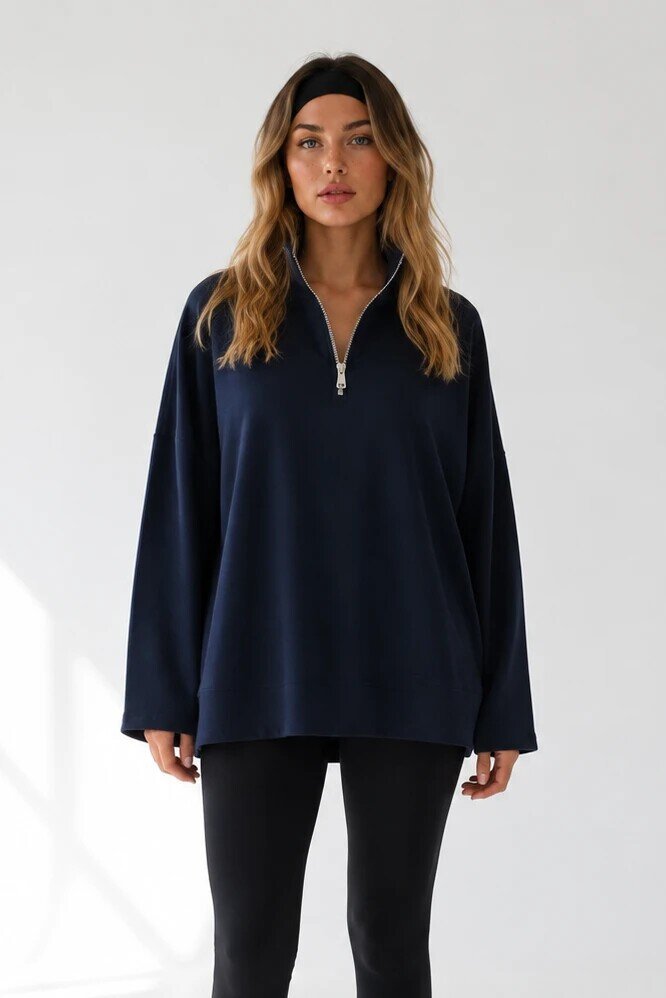 0070 Yarım Fermuarlı Sweat Lacivert
