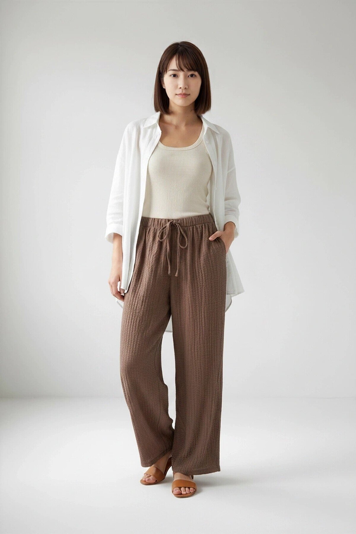 2234 Beli Lastikli Pantolon Kahve