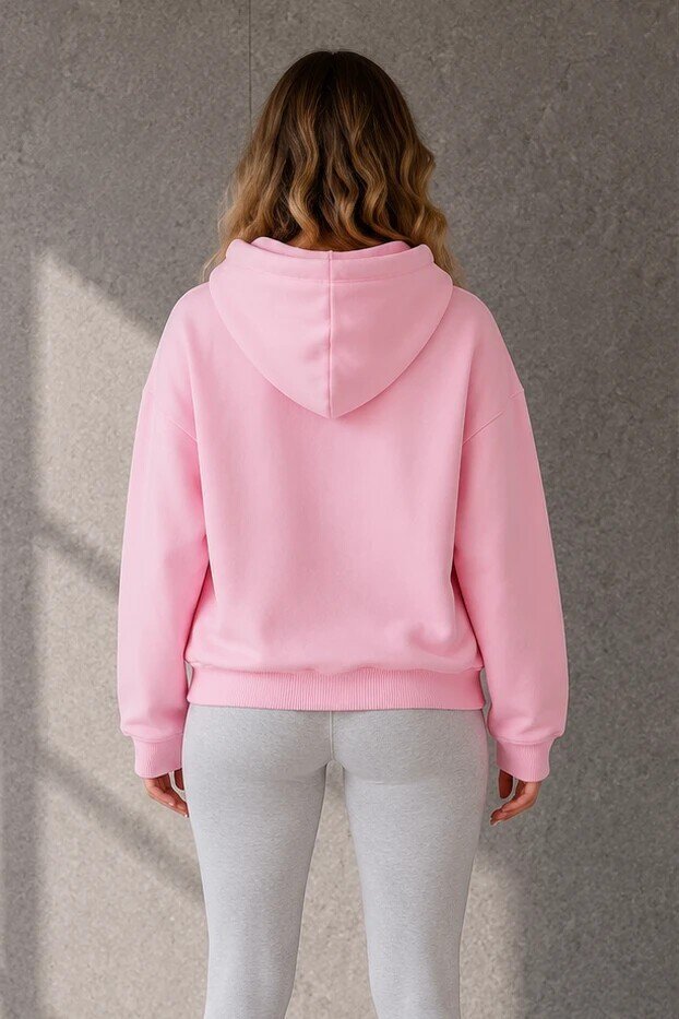 2501 Fermuarlı Kapüşonlu Sweatshirt Pembe