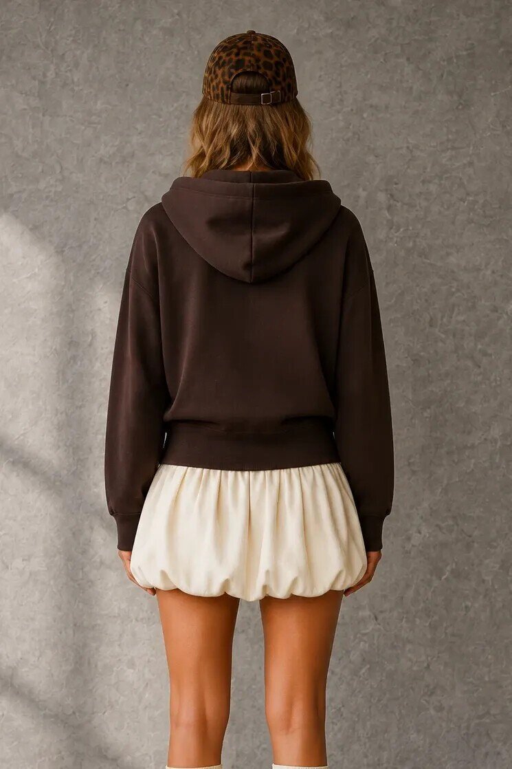 2503 Kapüşonlu Fermuarlı Sweatshirt Acı Kahve