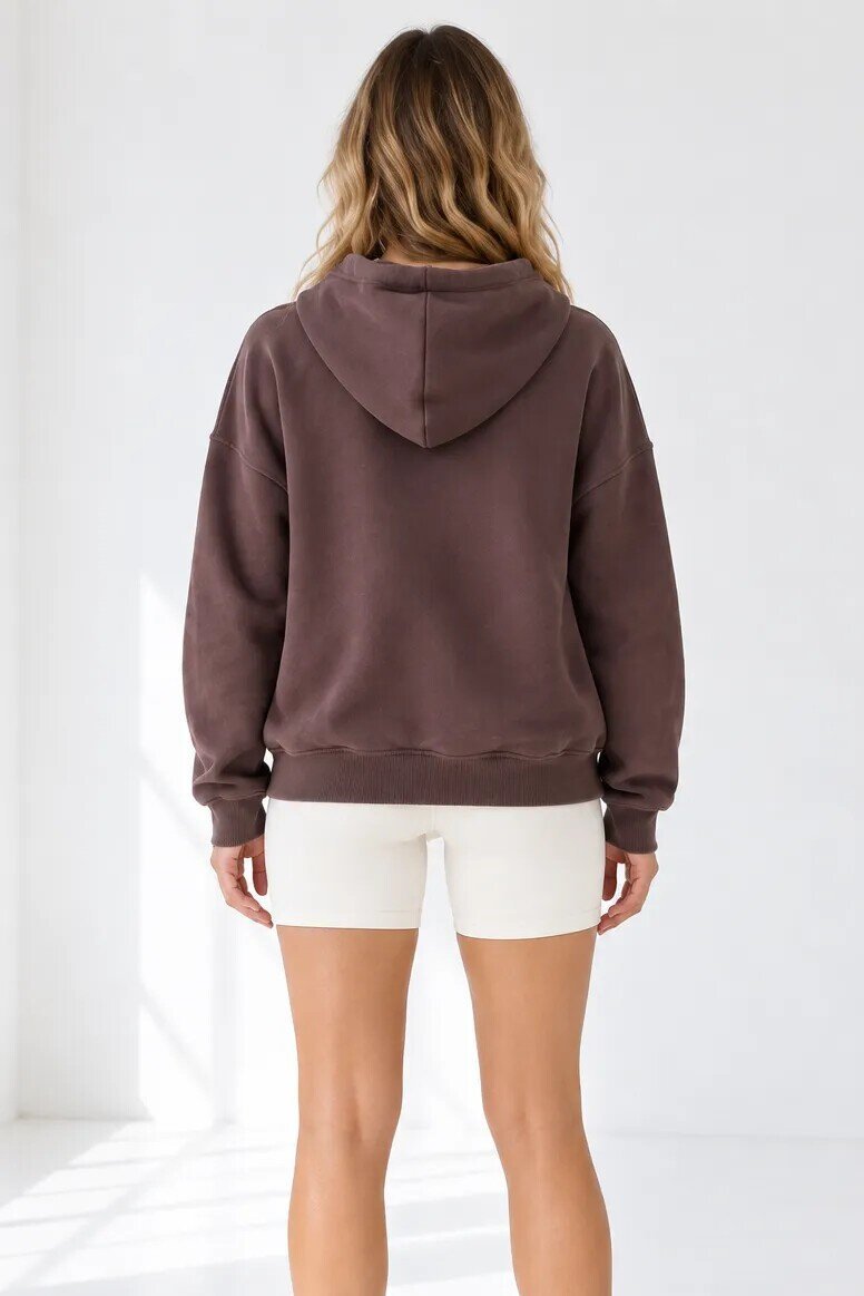25122 Beli Lastikli Kapüşonlu Sweat Acı Kahve