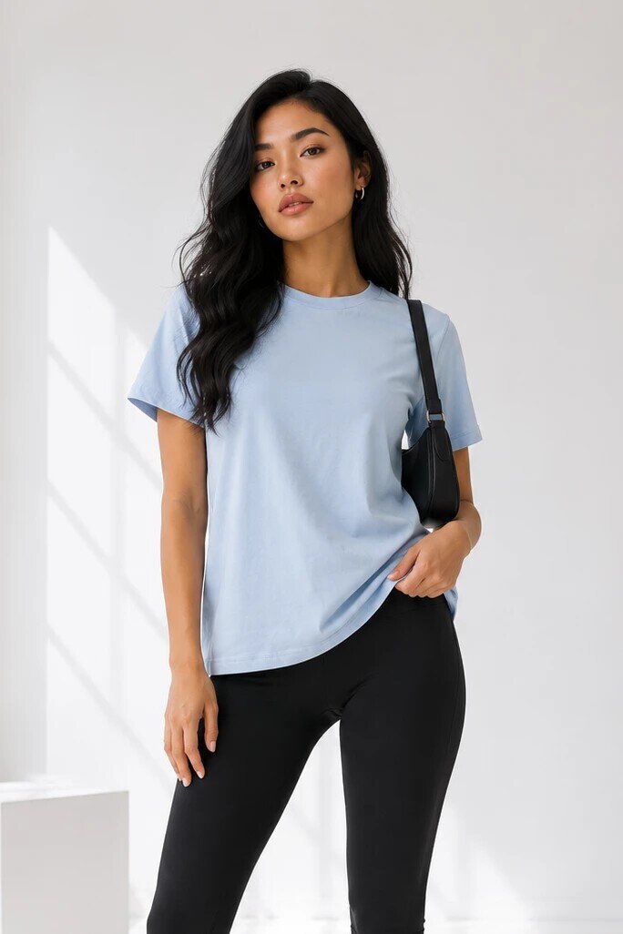 25503 Bisiklet Yaka Tshirt Bebe Mavi
