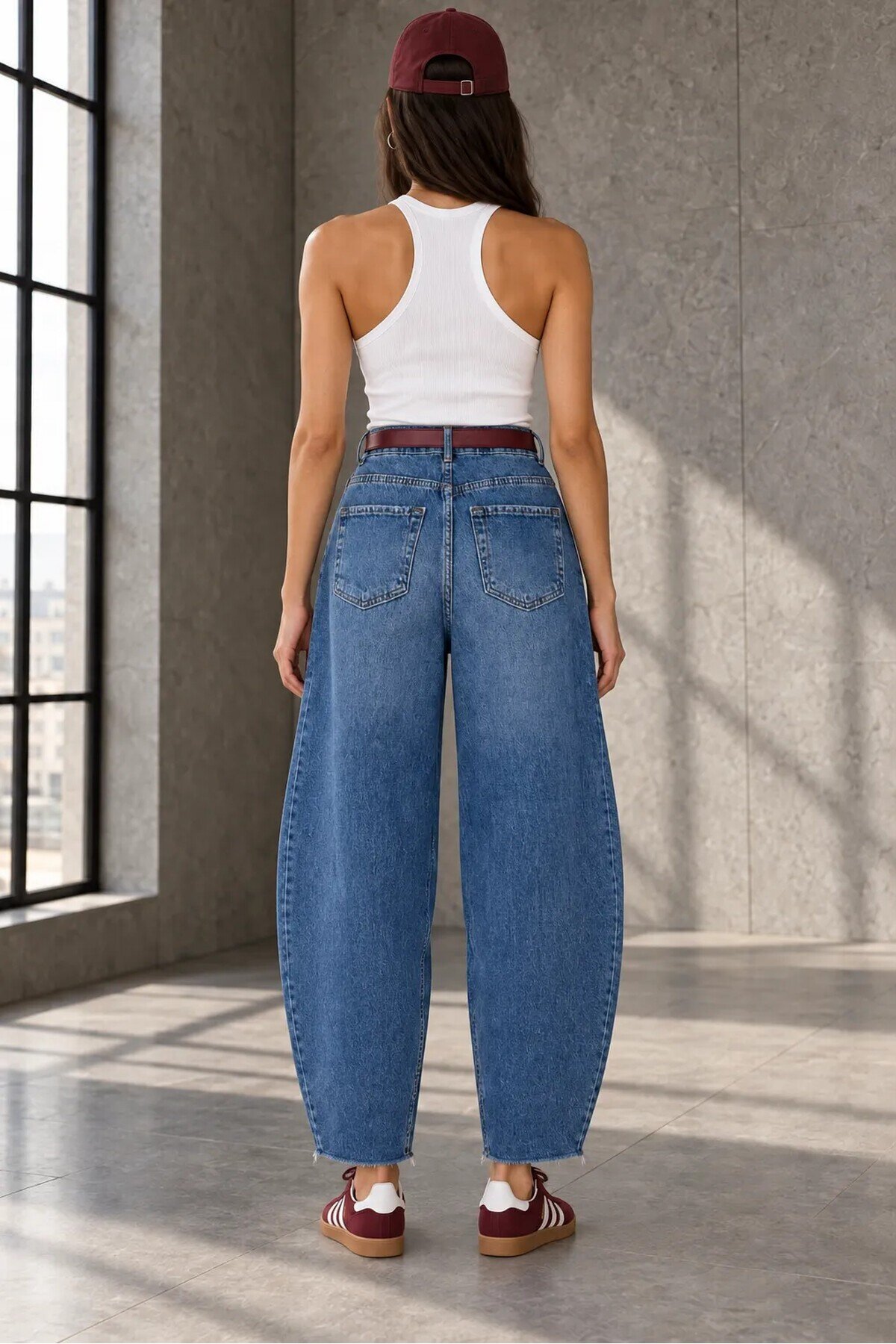 26492 Yüksek Bel Barel Jean Mavi