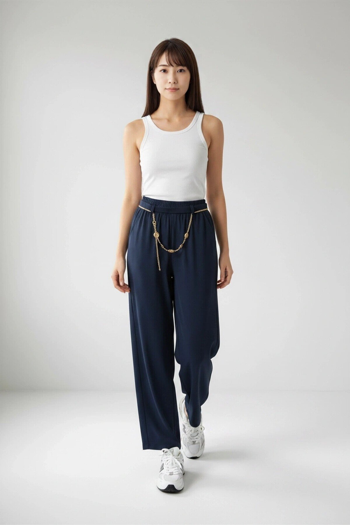 26530 Zincir Kemerli Pantolon Lacivert