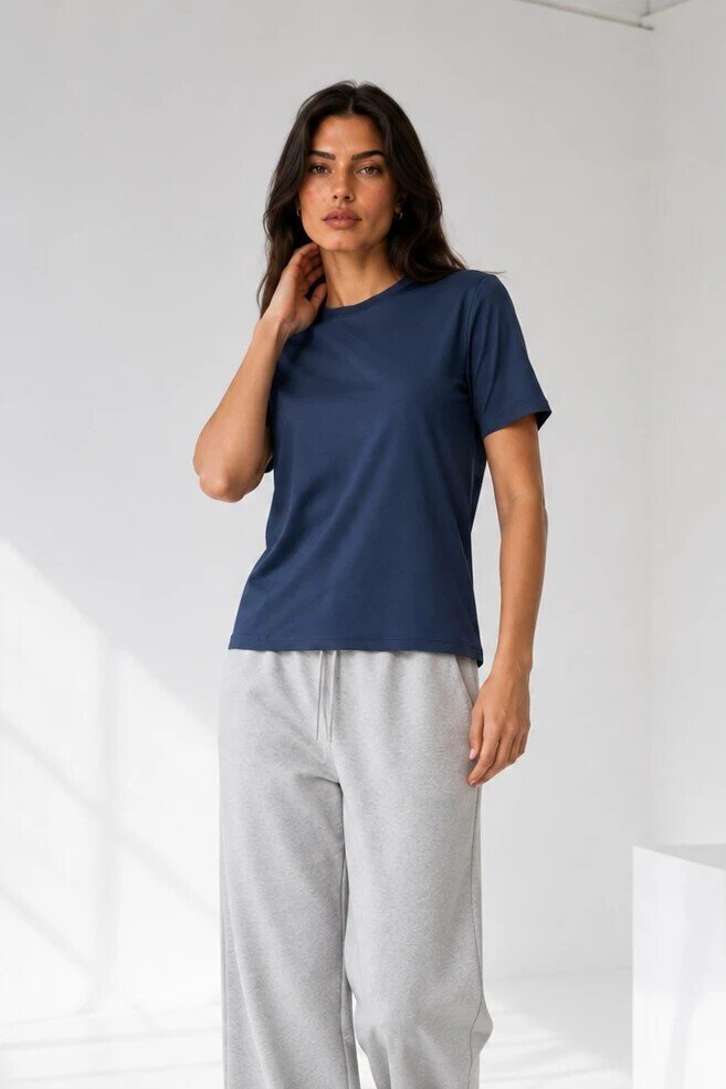 26650 Bisiklet Yaka Oversize Tshirt Lacivert