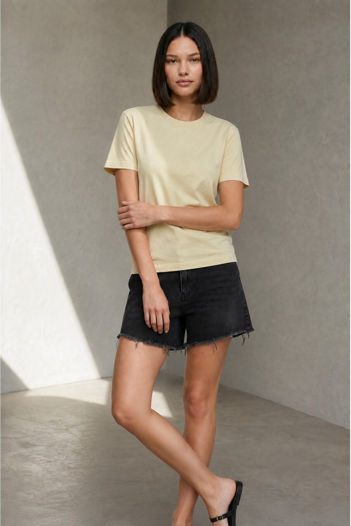 26650 Bisiklet Yaka Oversize Tshirt Sarı