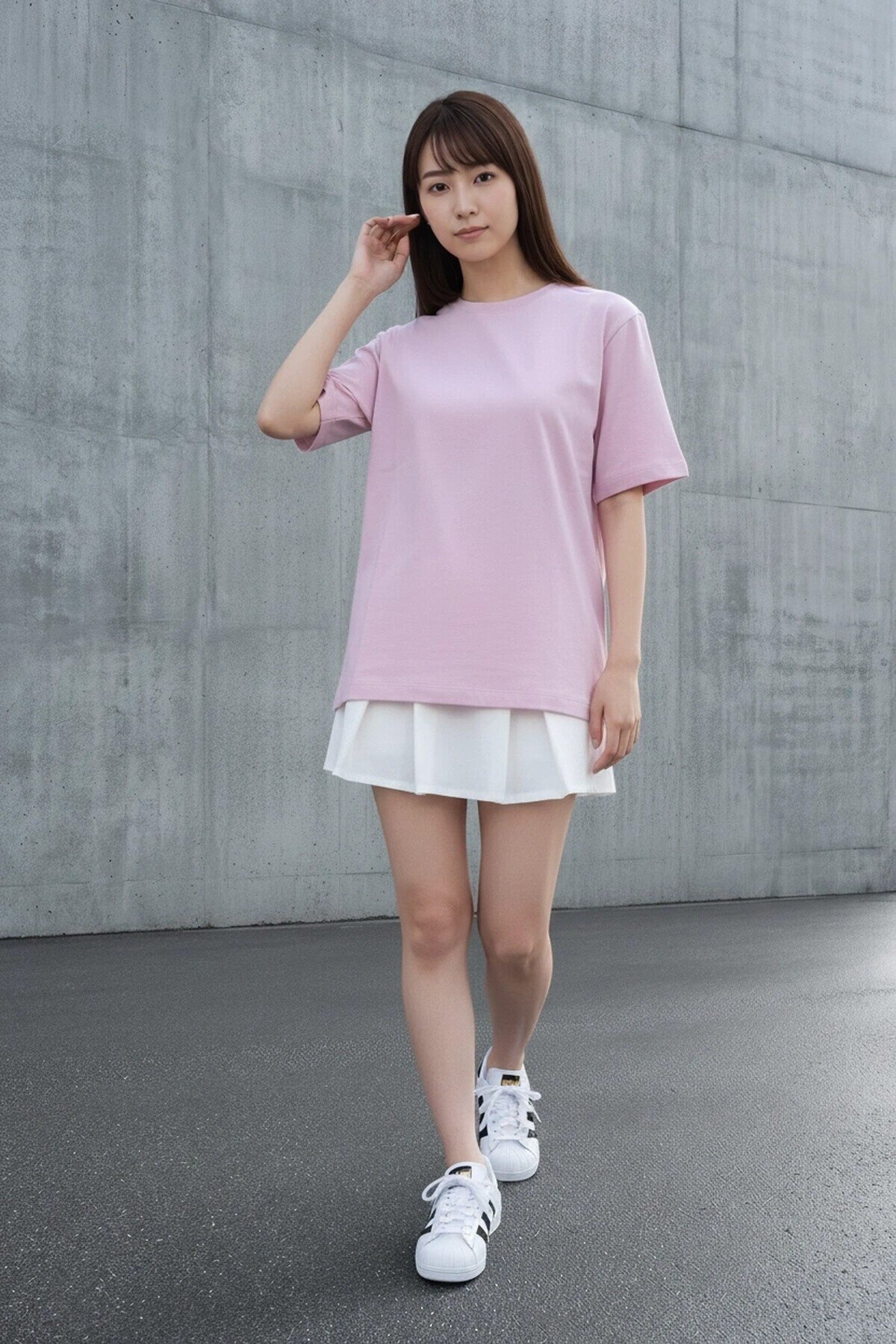 26650 Bisiklet Yaka Oversize Tshirt Seker Pembesi
