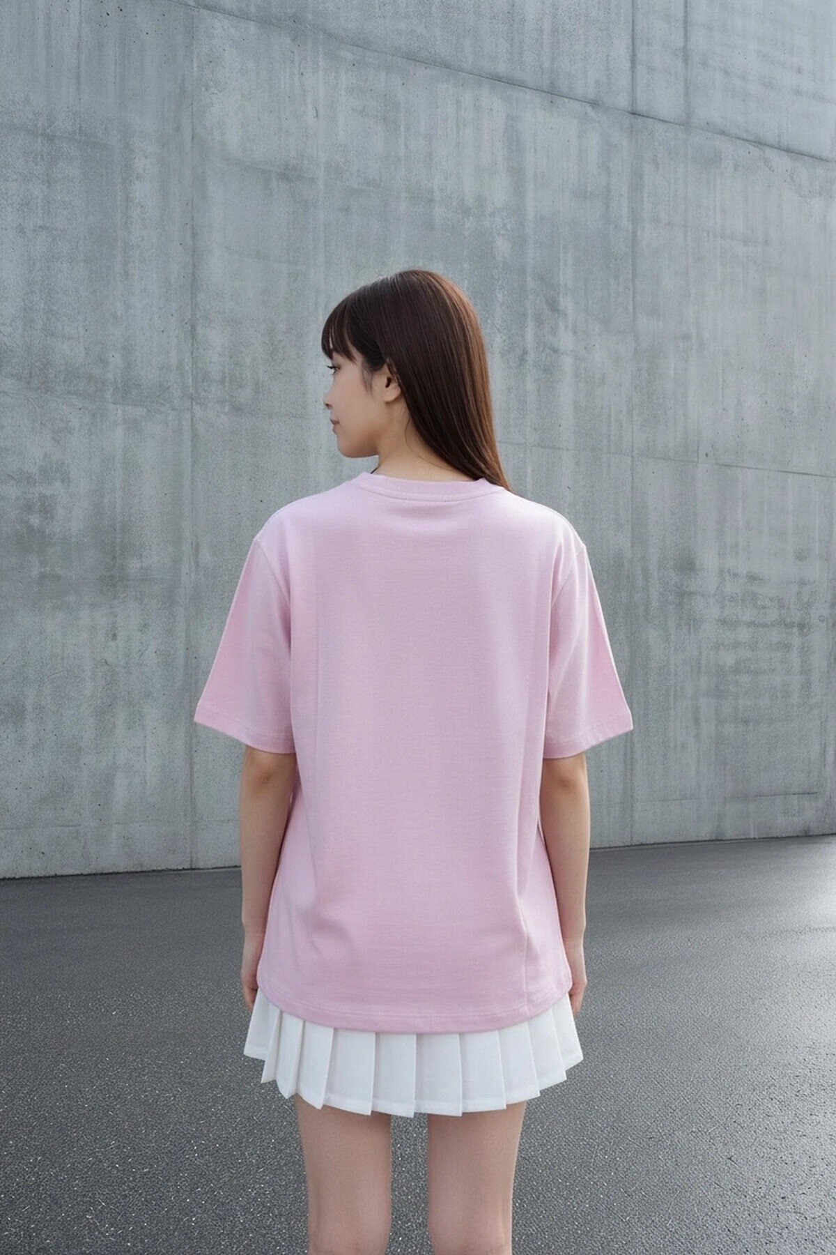 26650 Bisiklet Yaka Oversize Tshirt Seker Pembesi