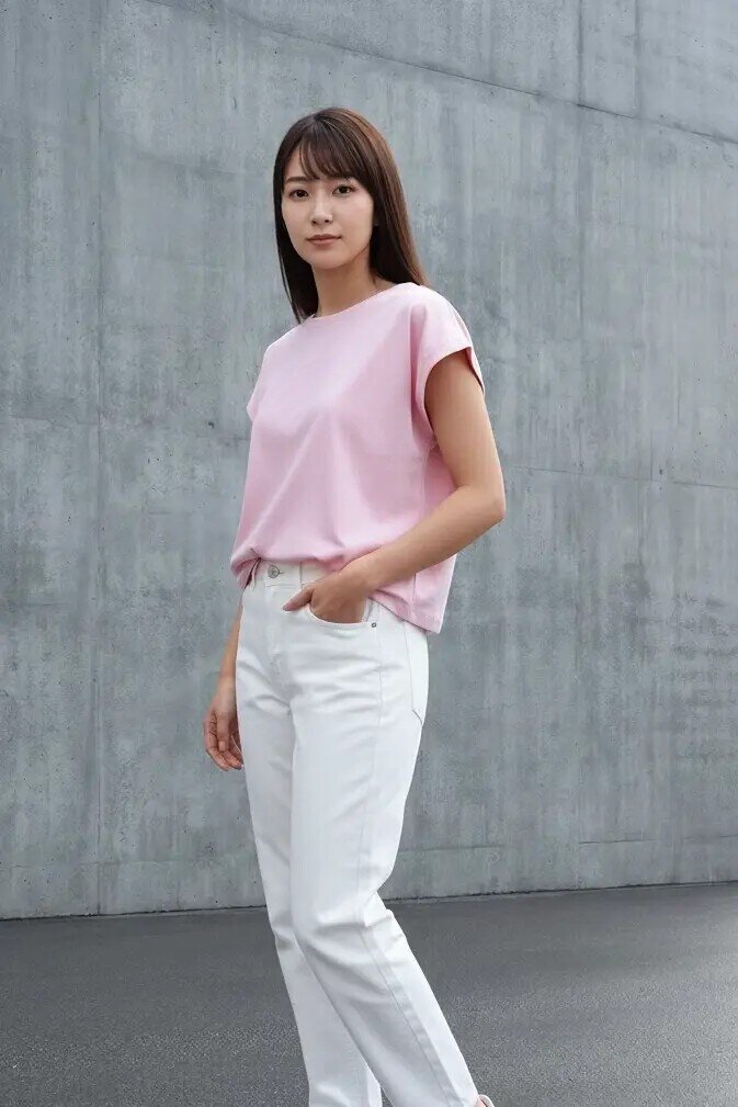 26727 Bisiklet Yaka Yarasa Kol Tshirt Pembe