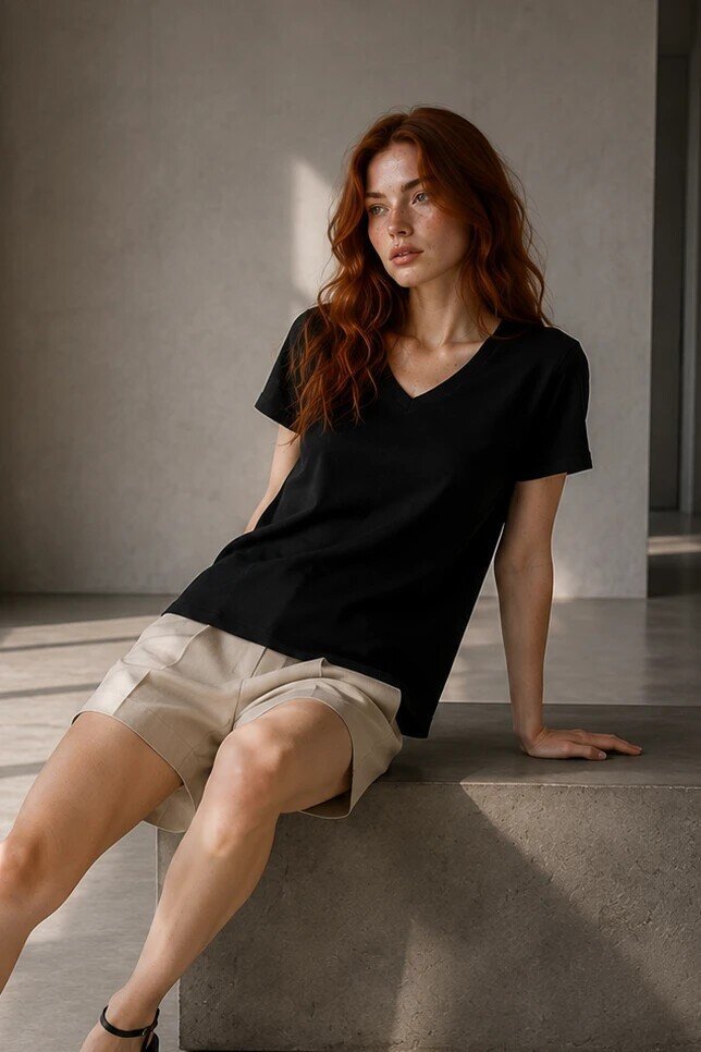 26948 V Yaka Tshirt Siyah