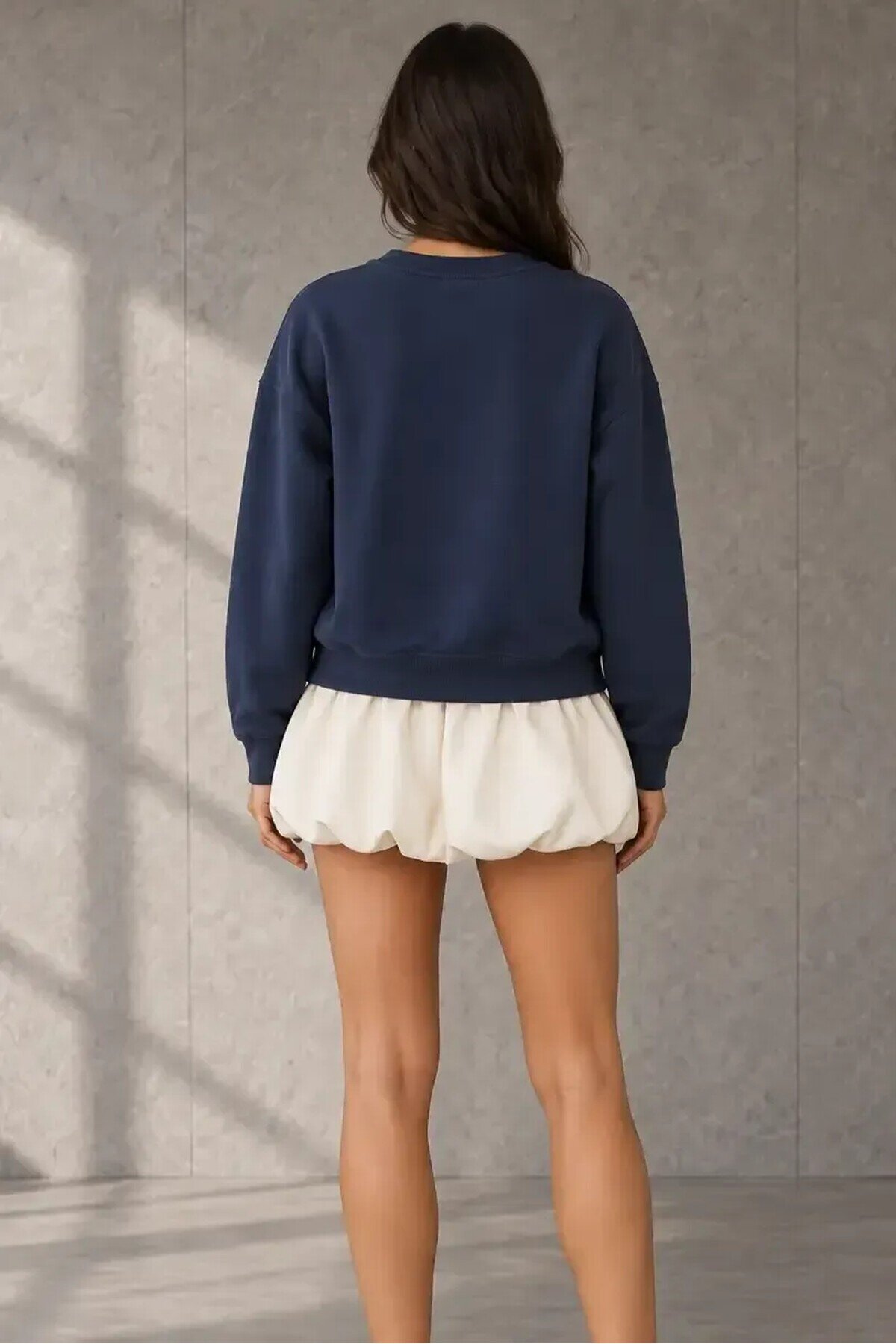 2771 Yakası Fularlı Sweat Lacivert