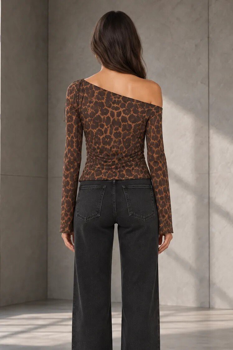 2840 Leopar Desen Bluz Leopar