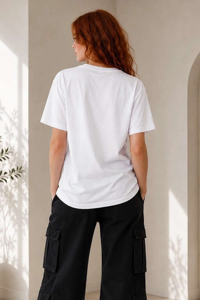 4051-1 Baskılı Tshirt Beyaz
