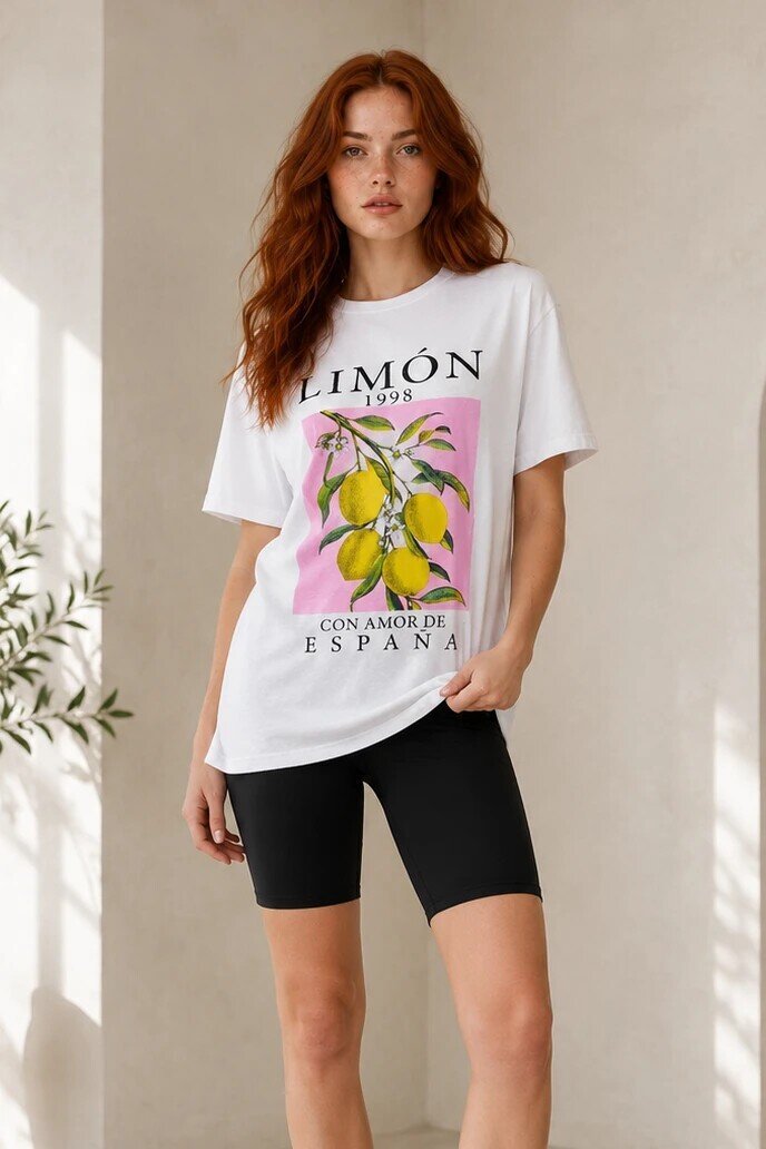 4051-2 Baskılı Tshirt Beyaz