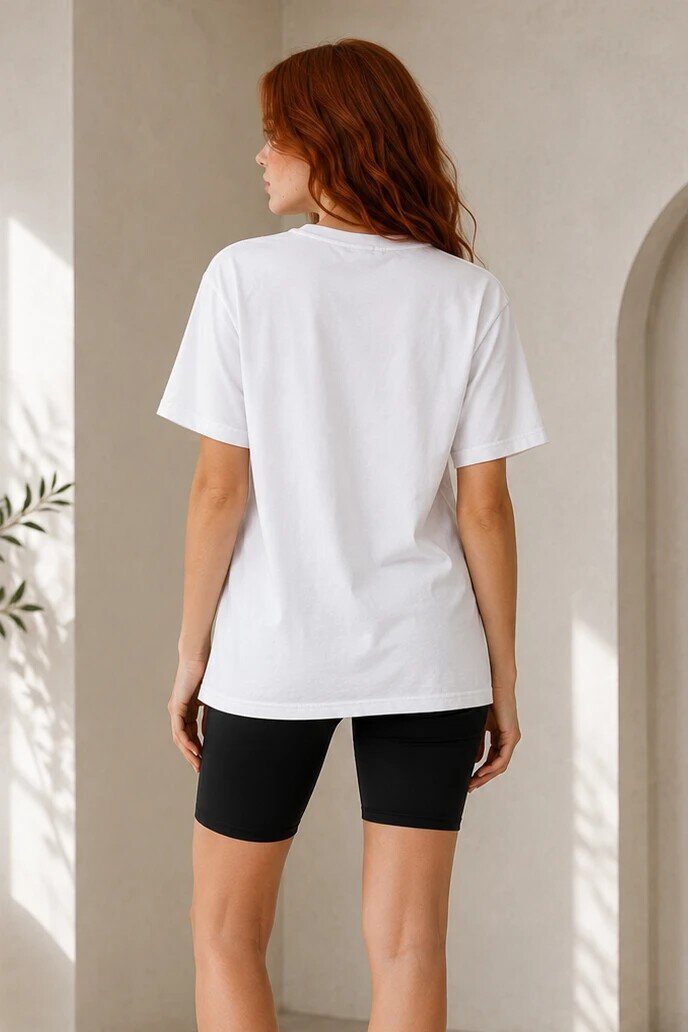 4051-2 Baskılı Tshirt Beyaz