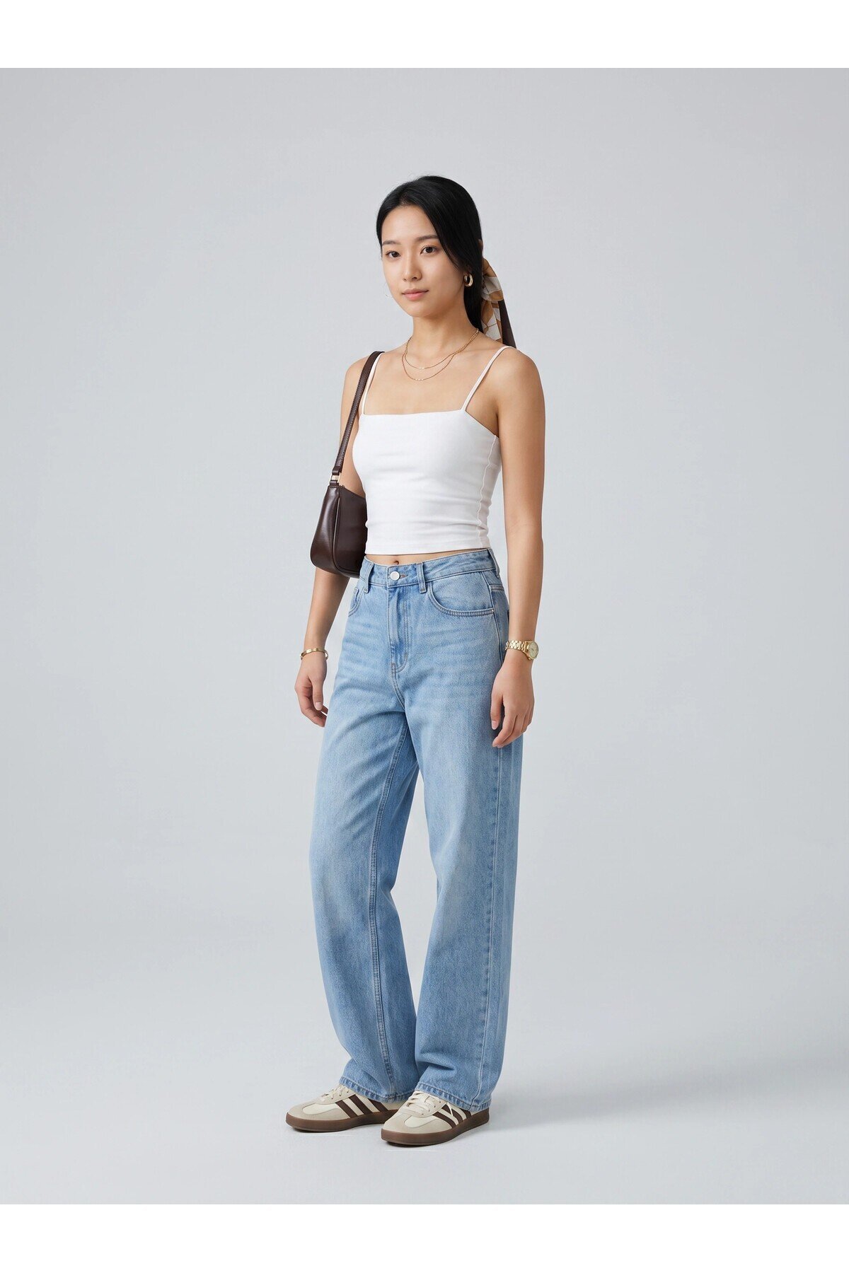 5053 Askılı Pedli Crop Ekru