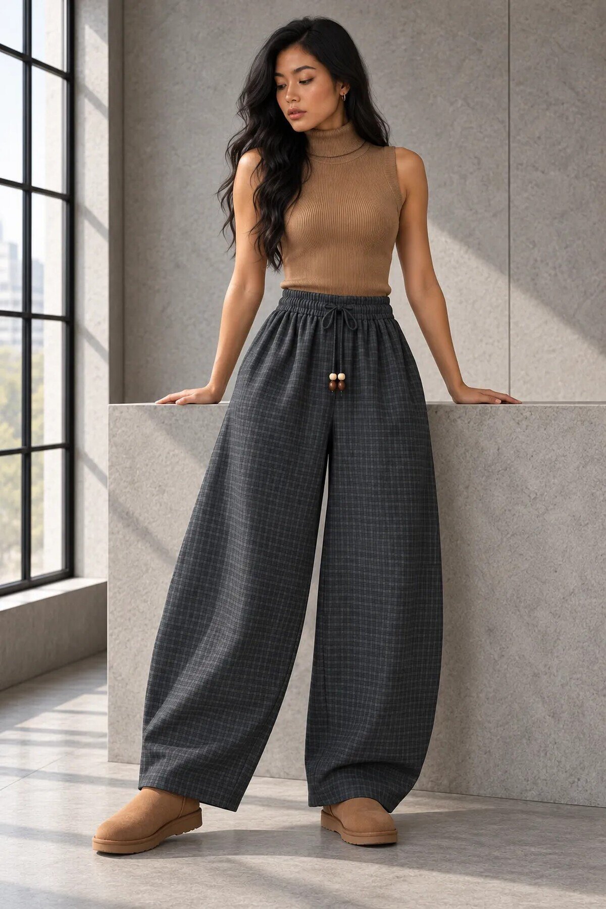 51473 Beli Lastikli Pötikare Desen Pantolon Yeşil