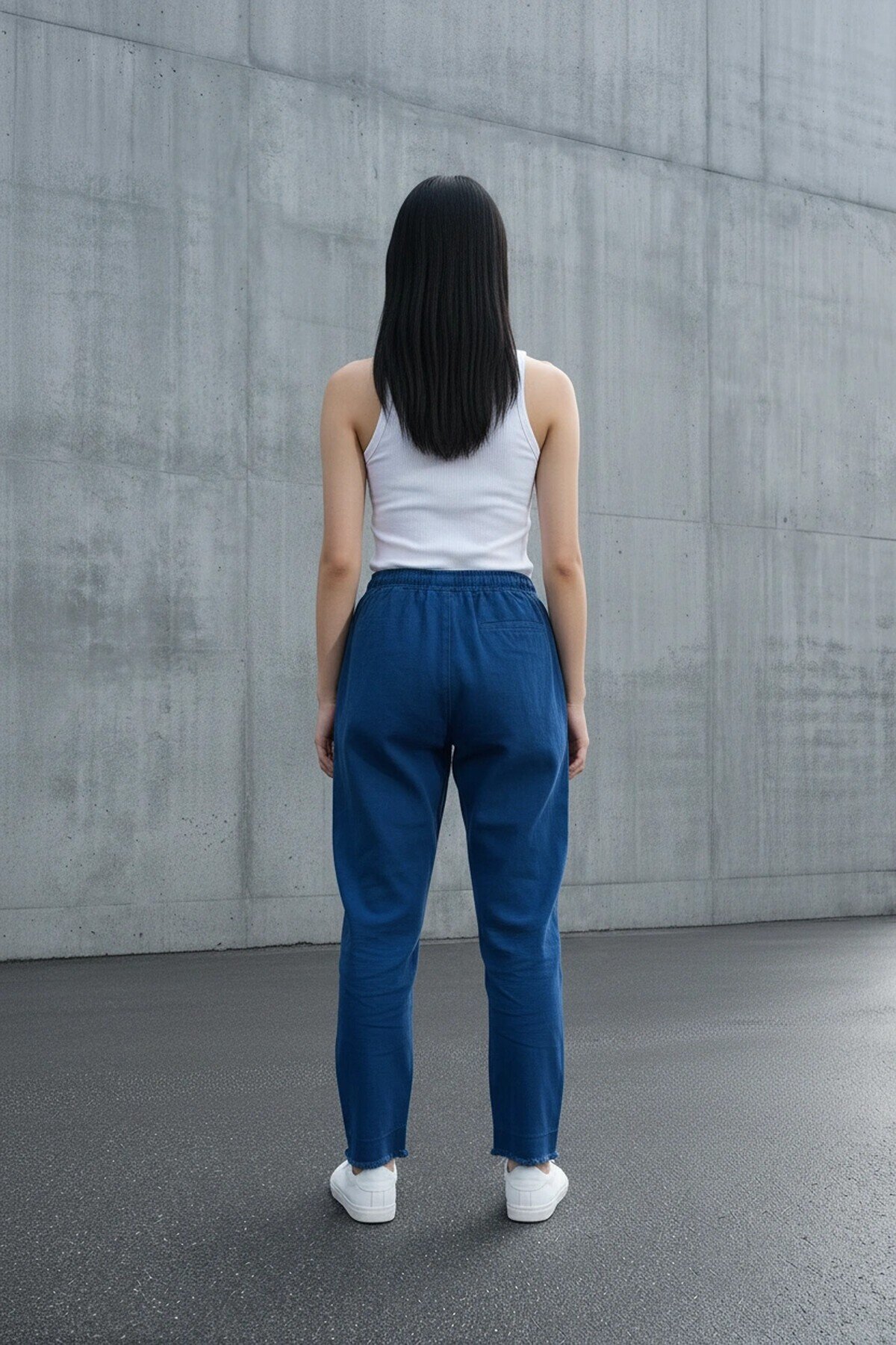 6903 Beli Lastikli Pantolon Lacivert