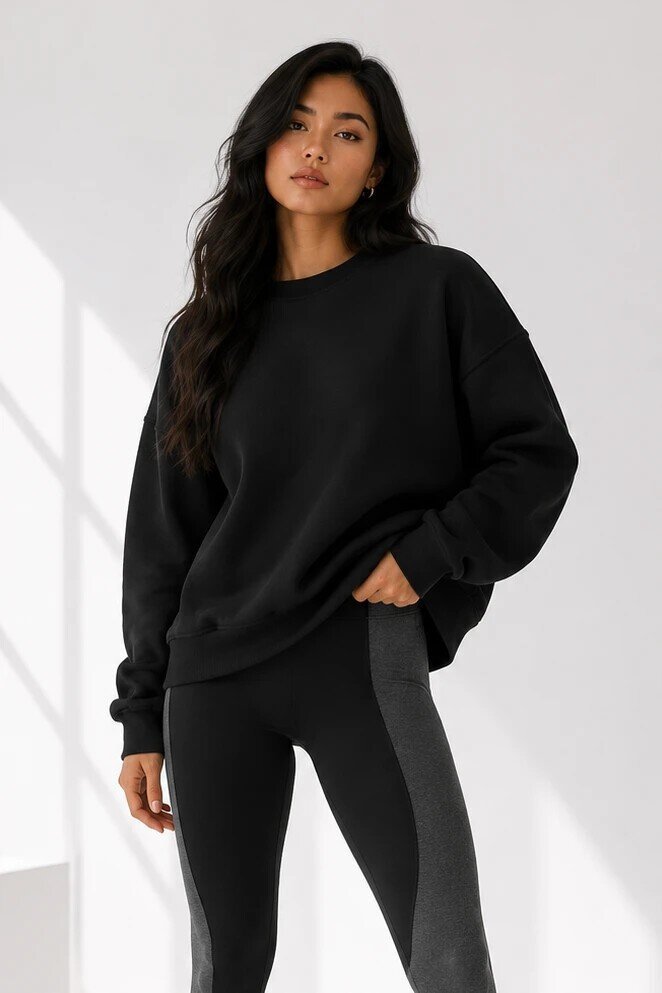 D9544 Bisiklet Yaka Üç İplik Sweat Siyah