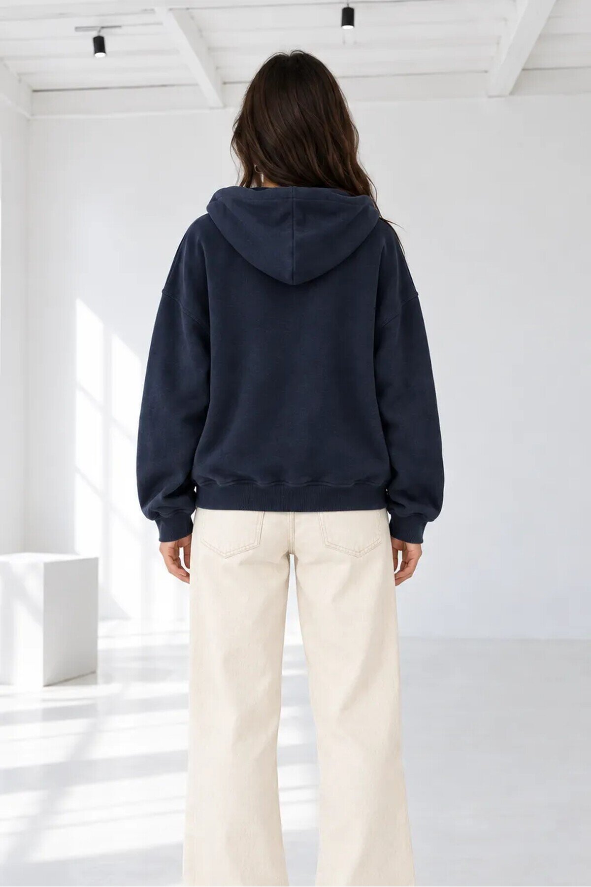 MM9018 Fermuarlı Baskılı Sweat Lacivert