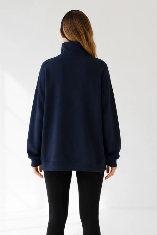 0070 Yarım Fermuarlı Sweat Lacivert