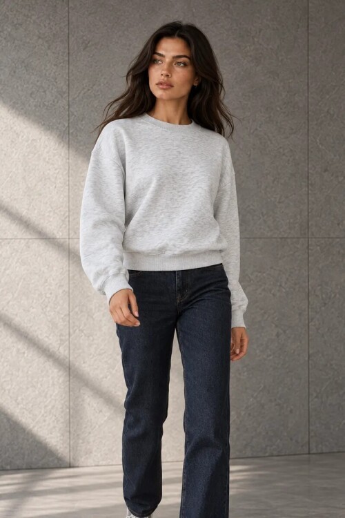 21614 Bisiklet Yaka Sweat Karmelanj