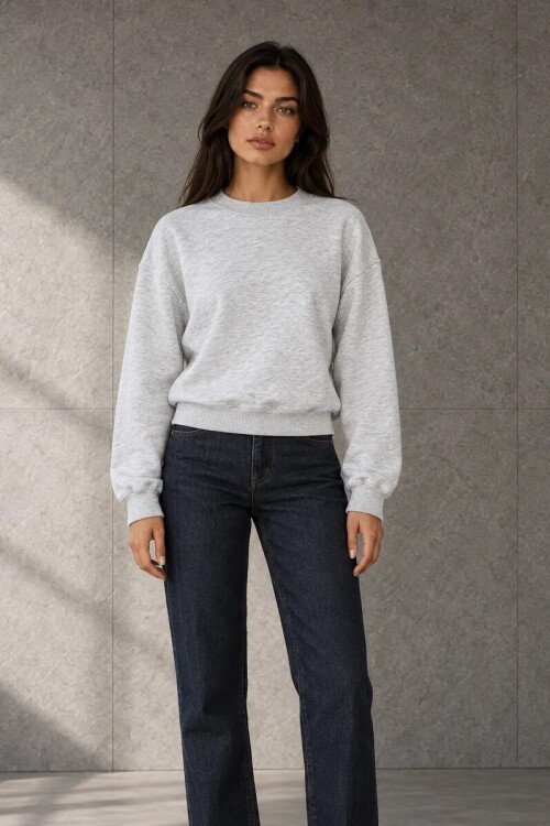 21614 Bisiklet Yaka Sweat Karmelanj