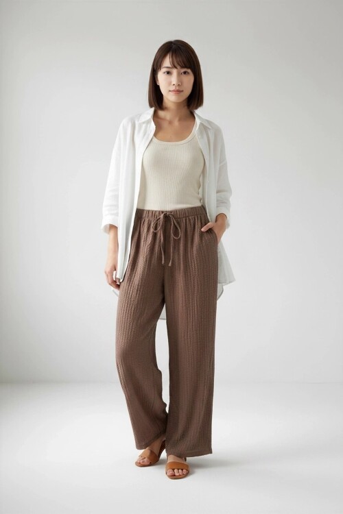 2234 Beli Lastikli Pantolon Kahve