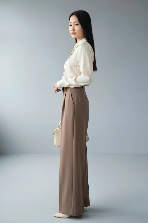 2328 Pileli Palazzo Pantolon Mocha