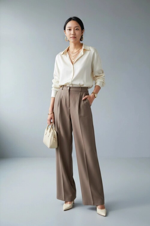 2328 Pileli Palazzo Pantolon Mocha