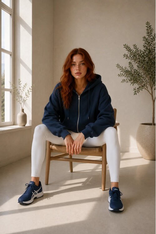 2501 Fermuarlı Kapüşonlu Sweatshirt Lacivert