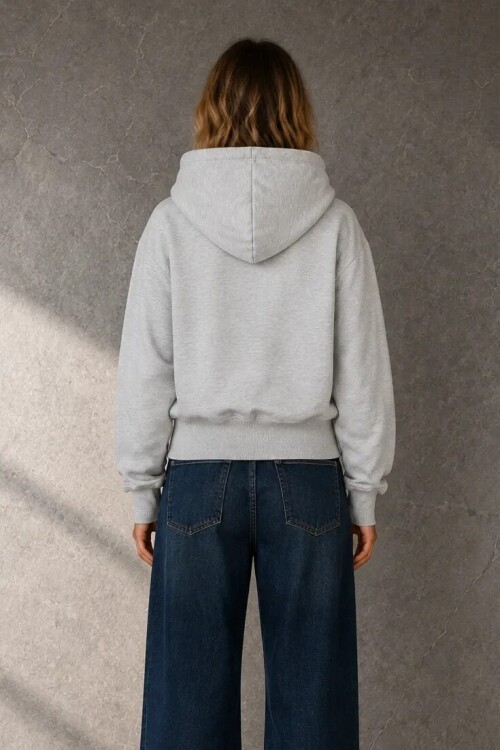 2503 Kapüşonlu Fermuarlı Sweatshirt Karmelanj
