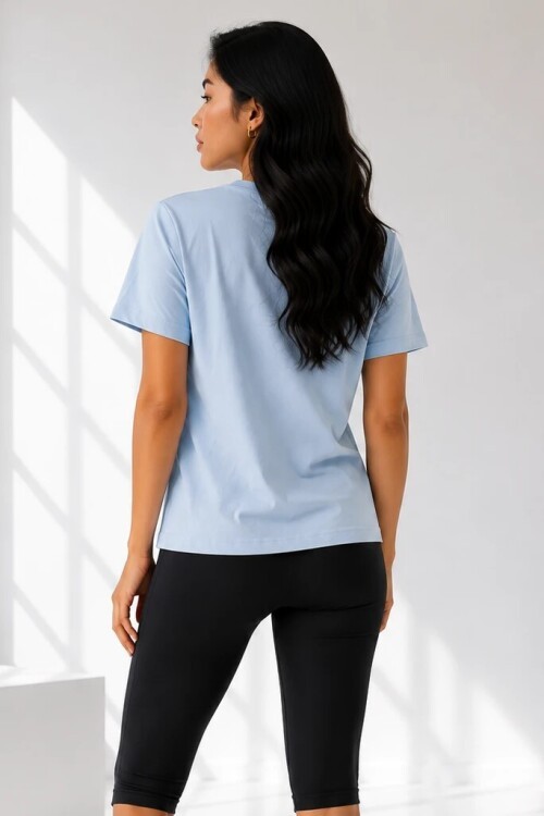 25503 Bisiklet Yaka Tshirt Bebe Mavi