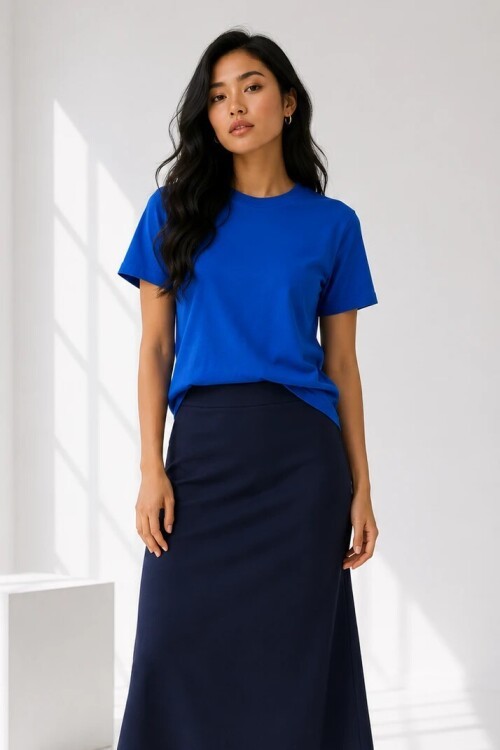 25503 Bisiklet Yaka Tshirt Mavi