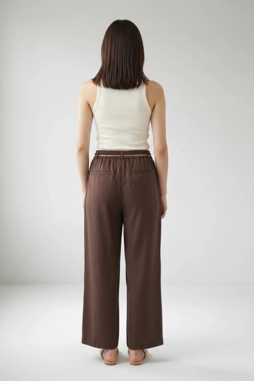 26530 Zincir Kemerli Pantolon Kahve