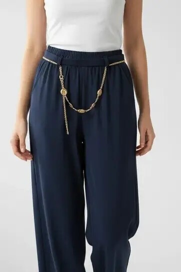 26530 Zincir Kemerli Pantolon Lacivert
