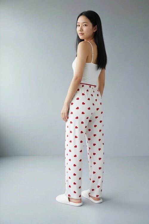 4522 Desenli Pijama Altı Beyaz