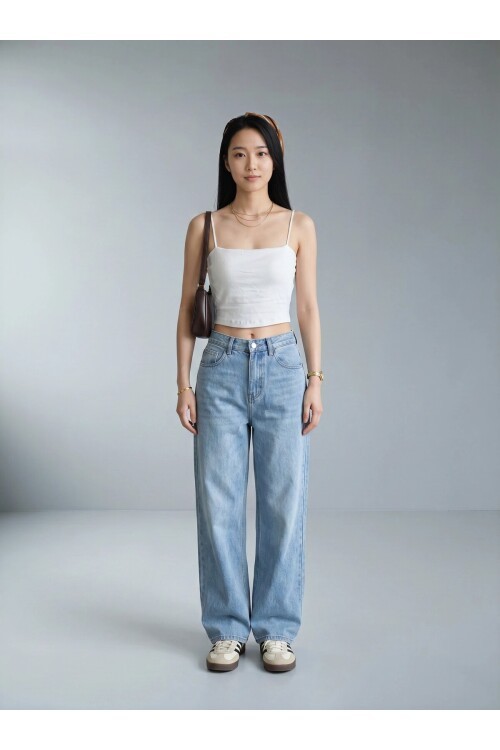 5053 Askılı Pedli Crop Ekru