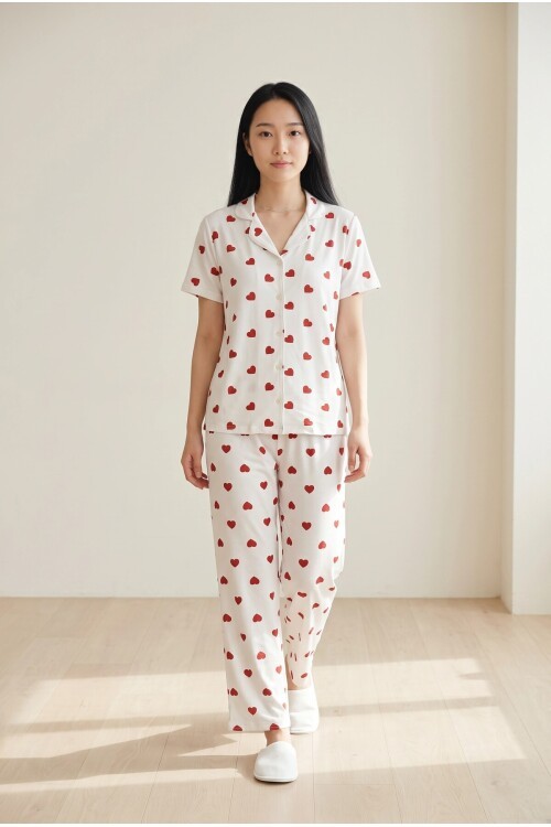5403 Kalpli Pijama Takımı Beyaz