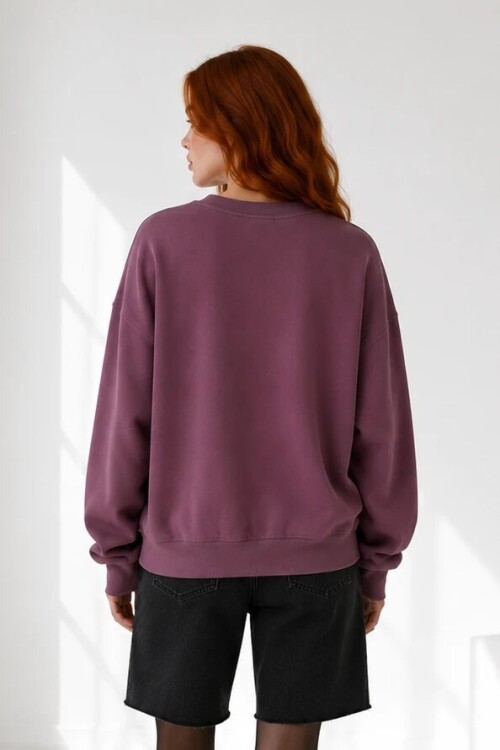 D9544 Bisiklet Yaka Üç İplik Sweat Kahve