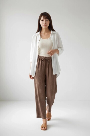 2234 Beli Lastikli Pantolon Kahve