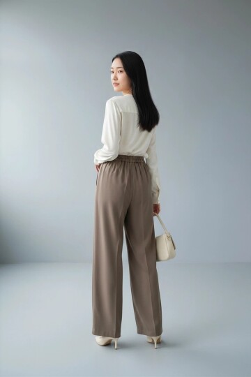 2328 Pileli Palazzo Pantolon Mocha