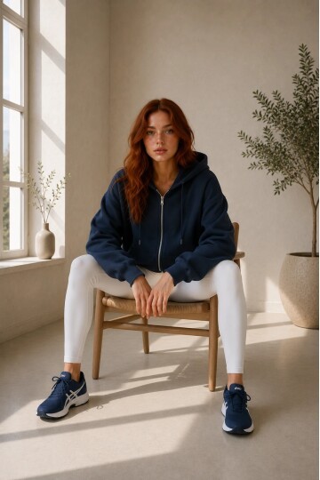 2501 Fermuarlı Kapüşonlu Sweatshirt Lacivert