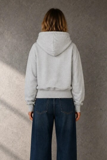 2503 Kapüşonlu Fermuarlı Sweatshirt Karmelanj
