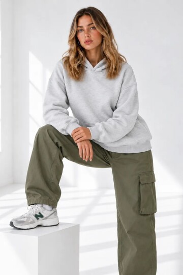 25122 Beli Lastikli Kapüşonlu Sweat Karmelanj