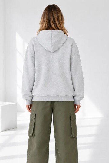 25122 Beli Lastikli Kapüşonlu Sweat Karmelanj