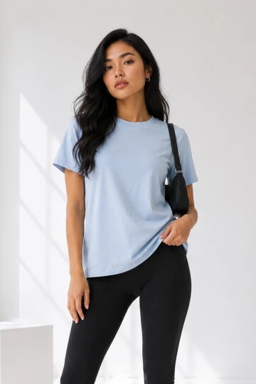 25503 Bisiklet Yaka Tshirt Bebe Mavi