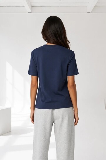 26650 Bisiklet Yaka Oversize Tshirt Lacivert