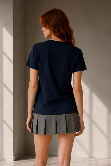 26948 V Yaka Tshirt Lacivert